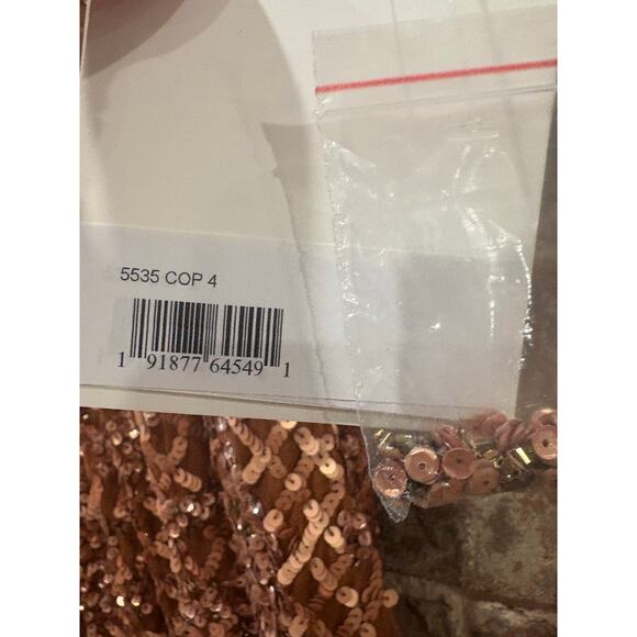 NEW Mac Duggal 5535 Lattice Sequin Halter Midi Dress - Copper - Size 4 - Picture 7 of 9